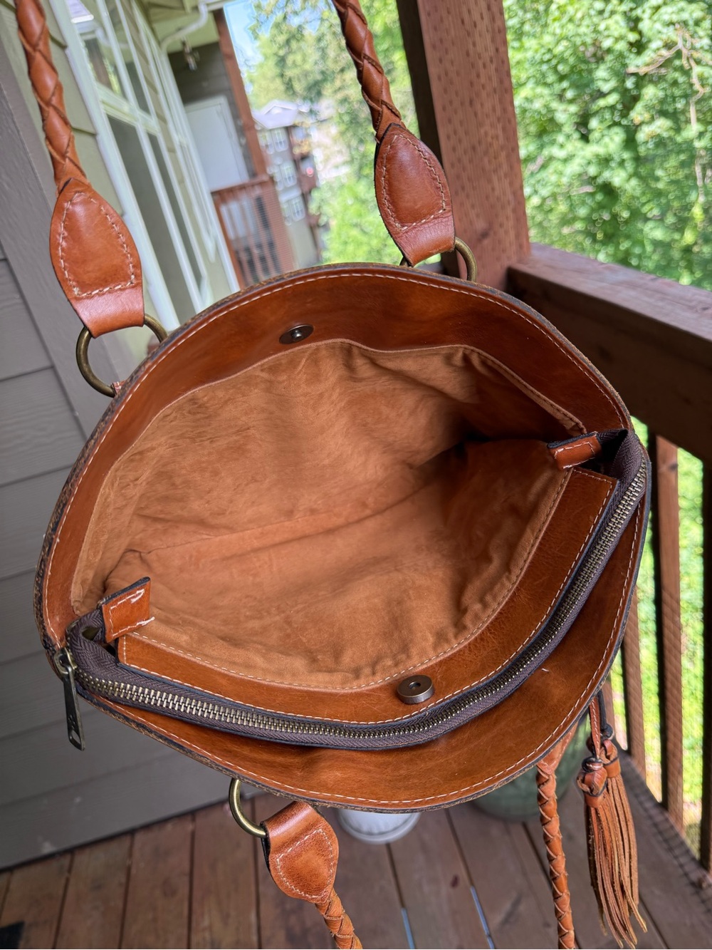Patricia Nash Zamora Tote Purse EUC Tooled Embossed Full Grain Leather Bag - Picture 6 of 7